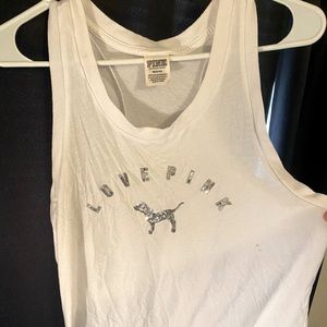 PINK white tank size medium
